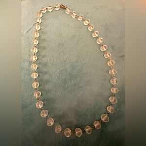 Vintage Art Deco Camphor Frosted Matte Glass Bead Necklace 16” Cocktail